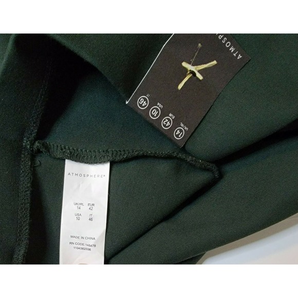 NEW Atmosphere Mid-Length Pencil Front Zip Green Skirt Size 10 w/ Pockets - Picture 4 of 5